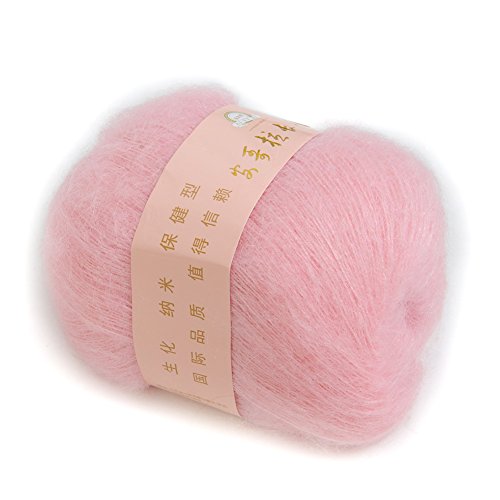 {Factory Direct Sale} (Pack of 5) 50g/Ball Natural Smooth Angola Warm Mohair Cashmere Wool Soft Knitting Yarn Skein -- Pink #1