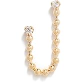 Zoe Chicco Women's 14k Gold Prong Diamonds on Bead Chain Double Stud Earring