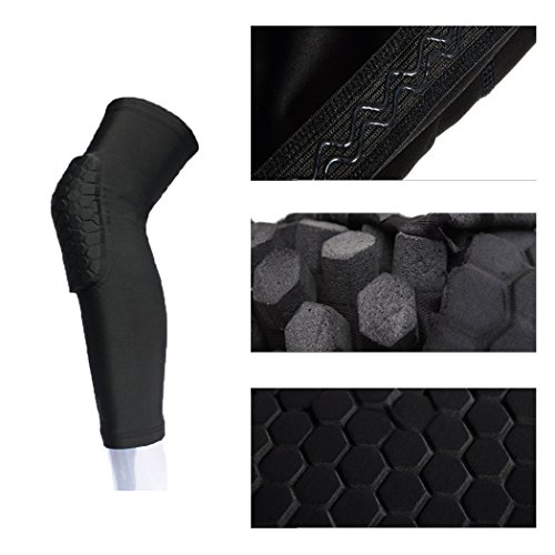 Mcolics 2 Packs Compression Sleeve Knee Pads Protective Compression Wear - Men Basketball Brace Support - Best to Immobilize, Strap & Wrap Knee for Volleyball, Football (Long Black, M)