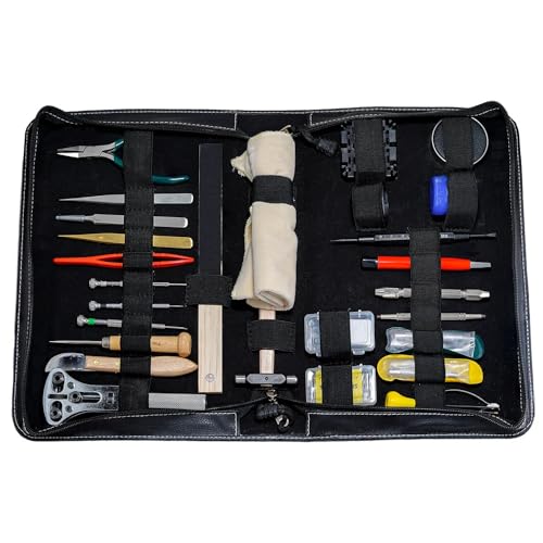 TAURISH Professional Watch Repair Tool Kit Complete Watch Repair Tools for Maintenance, Battery Replacement, Watch Link Adjustment & Back Removal