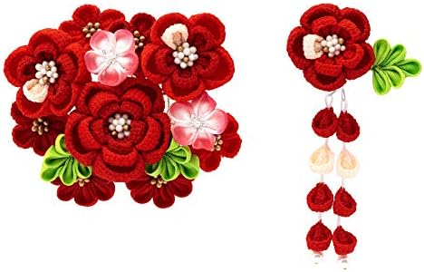 (ソウビエン)卒業式 髪飾り 成人式 袴 花 ２点セット つまみ細工 梅 菊 コサージュ ぶら飾り 振袖向け