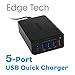 53W 5-Port USB/USB-C Wall Charger [Qualcomm Certified] QC 3.0, Type-C for Samsung, LG ,Nexus 5X 6P, iPhone, iPad and Android Devices (Black)