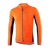 ARSUXEO Outdoor Sports Men's Slim Fit Cycling Jersey Long Sleeves Bike Bicycle MTB Shirts 6022 Orange Size XX-Large