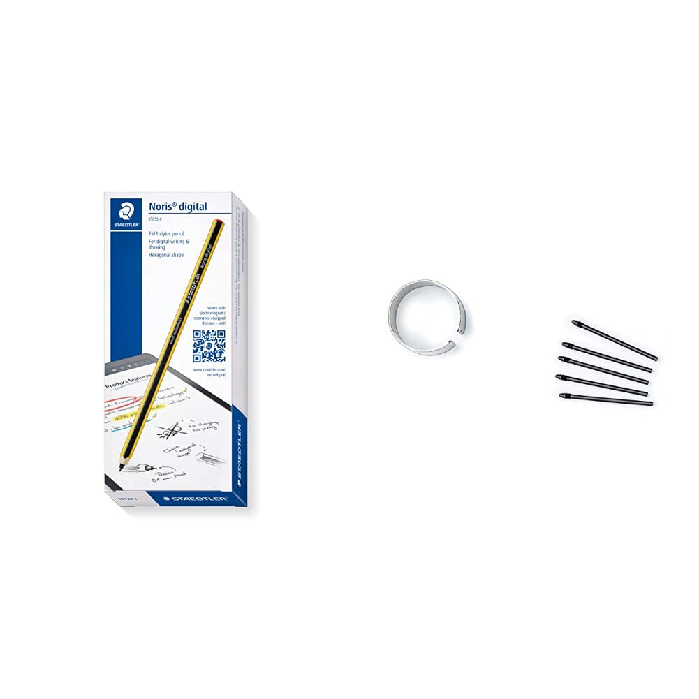 STAEDTLER Replacement Nibs for Noris Digital EMR Pencils + Stylus Noris Digital Hexagonal Shape (EMR Technology, Attractive Stripe Design, Ergonomic Soft Surface, Fine 0.7 mm Tip), Yellow-Black
