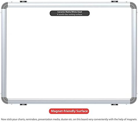 TEQTIVE Whiteboard Heavy Aluminium Frame with E3 Ceramic Steel Writing Surface, Magnetic, 2x3Feet (60 x 90CM)