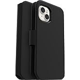 OtterBox Strada Via Case for iPhone 14 Plus, Shockproof, Drop Proof, Slim, Soft Touch Protective Folio Case with Card Holder, 2X Tested to Military Standard, Black