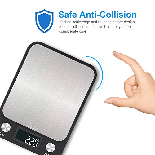 Digital Kitchen Food Scale, Elec3 Kitchen Weight Scales for Cooking & Baking, Ultra Slim/Multifunctional/Tare Function Measuring Scales- 22lb/10kg Capacity, 0.04oz/1g(Batteries Included)
