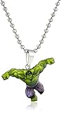 Marvel Comics Boys' Stainless Steel Hulk Figure Chain Pendant Necklace, 16