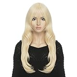 YOPO Halloween Wig Long Wavy Curly Hair Wigs for Women Synthetic Cosplay Costume Party Wig, Full Wig, 28'' Hair Wigs with Bangs, High Quality Heat Resistant, Daily Use, Free Cap & Hair Pins