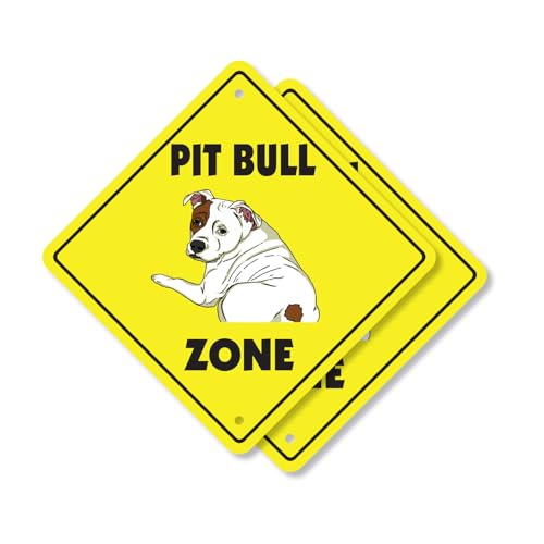 Pit Bull (2 Pack) Plastic Crossing Sign - 12 Inch X 12 Inch Xing Sign Gift Dog…