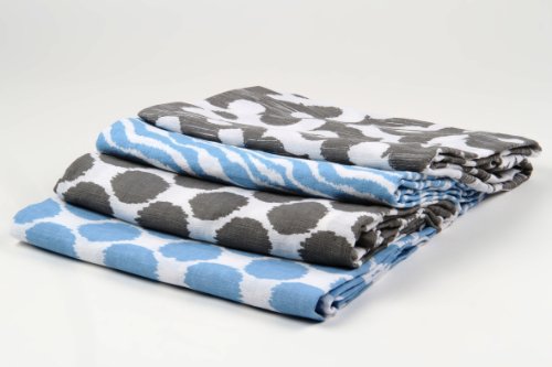Ikat Blue/Grey Swaddling Muslin Blankets set of 4