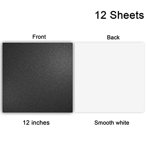YINUOYOUJIA Black Glitter Cardstock Paper 12 Sheets 12" x 12