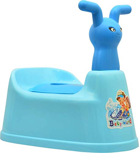 Nabhya Toilet Trainer Baby Potty Seat Cartoon Face with Removable Tray & Closing Lid (Blue)