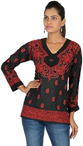 Ladies Tunic Top Kurti Indian Chikankari Hand Embroidery Women Summer dress
