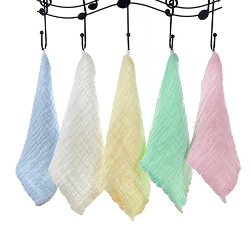 Hosaire Baby Muslin Washcloths Bath Towels- Super Water Absorbent Cotton Baby Wipes Face Towel for the Newborn, Care for babys Sensitive Skin, Perfect for Shower Gift Pink - Thumbnail 6