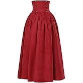 HistoryWomen Women's Faux Suede Gothic Skirt Lolita Steampunk Edwardian High-Waisted Walking Skirt