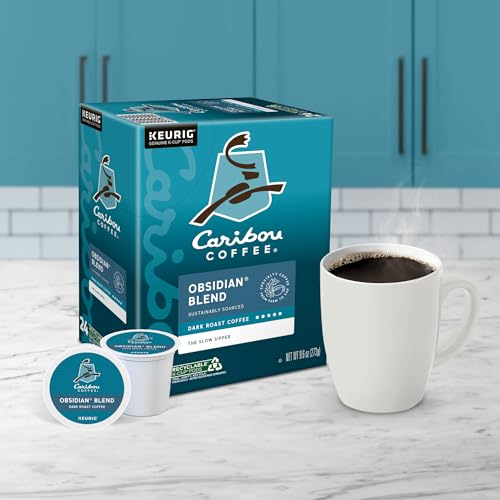 CARIBOU COFFEE OBSIDIAN KEURIG SINGLE-SERVE K-CUP POD, MEDIUM ROAST COFFEE 24 CT