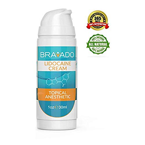Premium Numbing Cream - Bravado Labs - 5% Lidocaine Topical Pain Treatment for Tattoos, Face, Laser Hair Removal, Brazilian Waxing, Microblading, Microneedling - Maximum Strength - 1oz