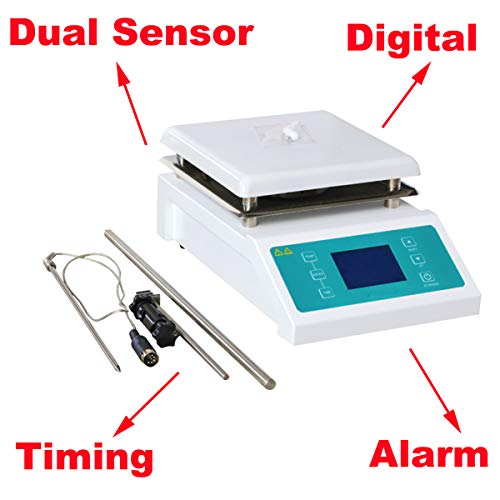 SH-II-4C Digital Magnetic Stirrer Ceramic Hot Plate with Timing and Alarm Function,Capacity 5000ml,Speed 200～2000rpm,Dual Sensor Constant Temperature Control Large Screen Display - Thumbnail 2