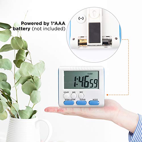 Vech Kitchen Timer, Magnetic Digital Alarm Clock Multifunctional Electric Timers for Cooking, Large Screen & Big Digits & Loud Alarm 24H Clock for Kitchen Kids Baking Sports Games Office Study