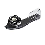Women Flip Flops, Mosunx(TM) Fish Mouth Plastic Flat Sandals Casual Jelly Beach Shoes (38(US:7), Black)