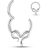 Twolobes 16G/8mm Septum rings,1PC Snake shape ASTM F136 Titanium Nose Ring Daith Helix Rook Tragus Piercing Jewelry, Earring Gold Silver Conch Piercing Jewelry