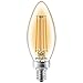 Philips LED Indoor/Outdoor Classic Amber Glass B11 Dimmable Filament Light Bulb: 300-Lumen, 2000 Kelvin, 4.5-Watt (40-Watt Equivalent), E12 Base, Amber, 1-Pack
