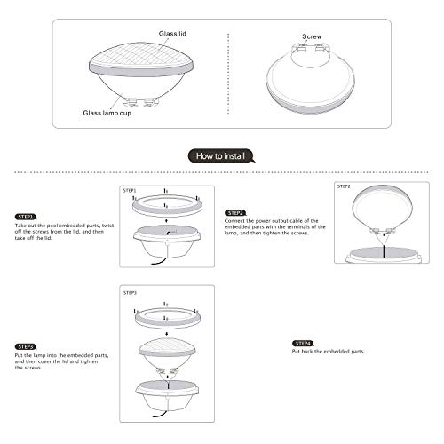 COOLWEST 36W LED Pool Light PAR56 12V AC/DC, Waterproof IP68 Underwater Lighting, Replace Halogen Bulbs 300W