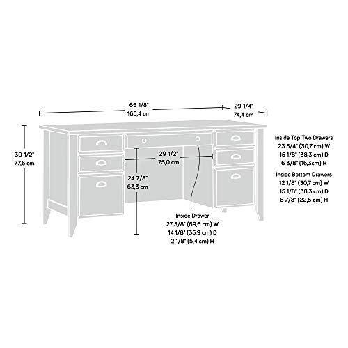 Sauder Shoal Creek Executive Desk, L: 65.12" x W: 29.29" x H: 30.55", Diamond Ash Finish - Image 2