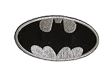 2 pieces Silver Superhero Iron On Patch Embroidered Applique Motif Fabric Superhero Comics Decal 3.7 x 2 inches (9.3 x 5 cm)