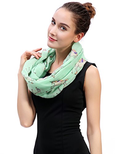 Lina & Lily Unicorn Horse Print Infinity Women's Scarf Lightweight (Mint Green)