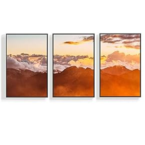 Canvas Wall Art for Living Room, Bedroom Mountain Framed Canvas Prints for Home Decoration Ready to Hang - 16"x24"x3 Panels