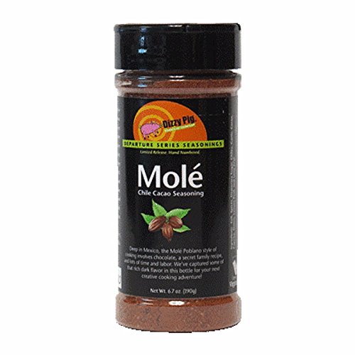 Dizzy PigMolé Chile Cacao Seasoning Rub (8oz Shaker) - Seasons 30+lbs of Food - Hand Made in the USA - MSG Free, Gluten Free