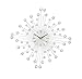 Deco 79 Large Retro Style Silver Starburst Decorative Metal Wall Clock w/ Faux Diamond Detail, Starburst Wall Clock, Glam Wall Decor, Silver Wall Clock | 19”