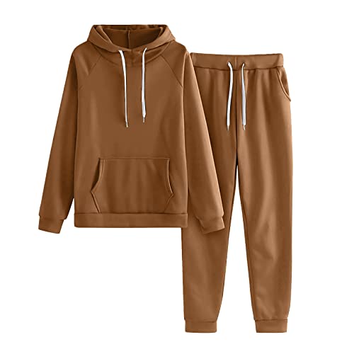 JMMSlmax Piece Women Solid Color Hooded Sweatshirt and Pant