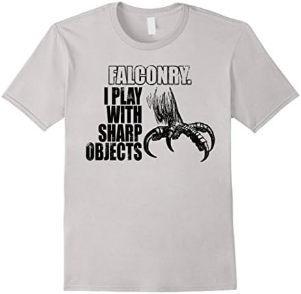 Men's Falconry. I Play With Sharp Objects T-Shirt 2XL Silver