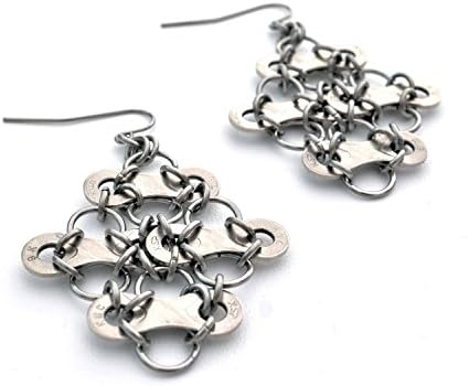 DIAMOND Upcycled Bike Chain Earrings made with Stainless Steel Jumprings