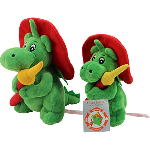 Sweety Toys 11025 Drache XL GRISU 20 cm mit Feuerwehrschlauch Feuerwehr Maskottchen Plüsch ca. 20 cm – Bild 8