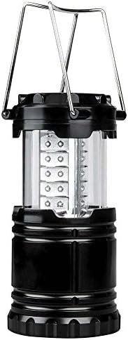 Glmhrnna 1 Pack Portable Outdoor LED Camping Lantern with 3 AA Batteries - Survival Kit for Emergency , Hurricane , Storm , Outage , Backpacking,Hiking (Black, Collapsible)