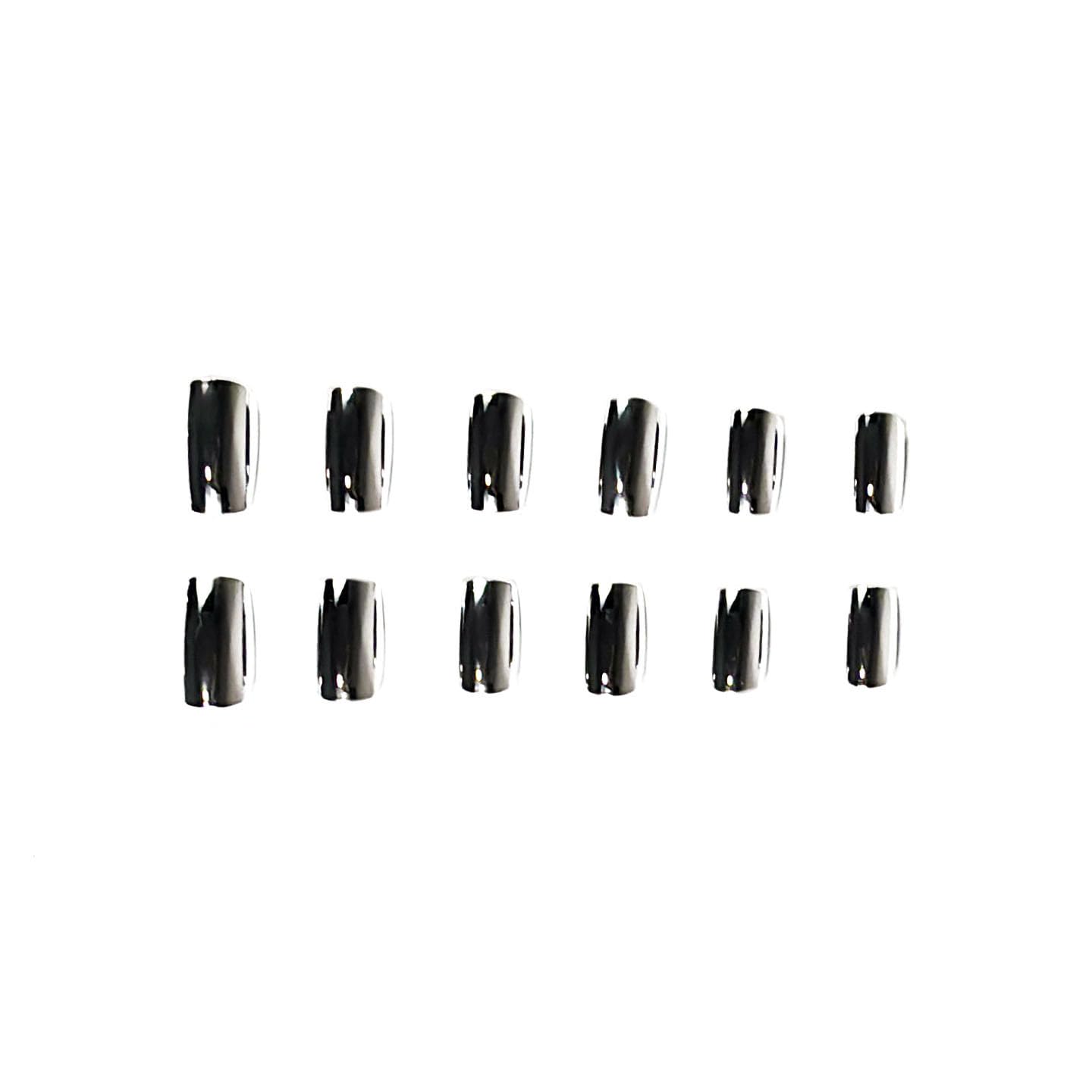 Silver Press on Nails Square Medium Fake Nails Metallic Chrome False Nails Mirror Silver Acrylic Nails Press ons Holographic Metal Chrome Glue on Nails Stick on Nails for Women Manicure 24pcs - Image 5