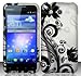 Huawei Mercury / Glory M886 (Cricket) Black/Silver Vines Design Hard Case Snap On Protector Cover + Car Charger + Free Neck Strap + Free Wrist Band 9861362916 Book Cover