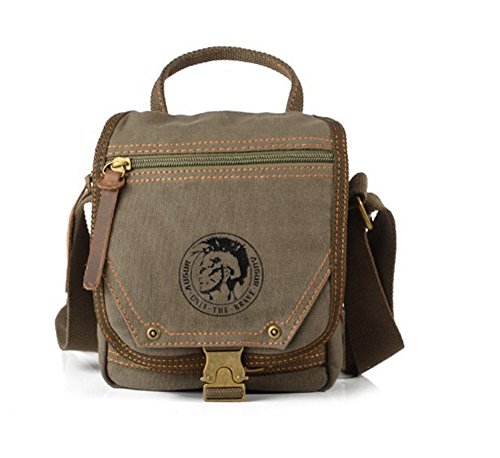 Sechunk Cotton Small Leather Canvas Messenger Bag Shoulder Bag Crossbody Satchel Bag Working Bag Travel Duffel Bag Sports Bag for Men and Women