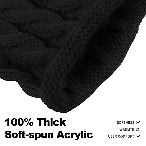 Baby Girls Boys Winter Beanie Hat Scarf Set Toddler Warm Knitted Hats Circle Scarf for Infant Newborn Winter Pom Hat Black - Thumbnail 3