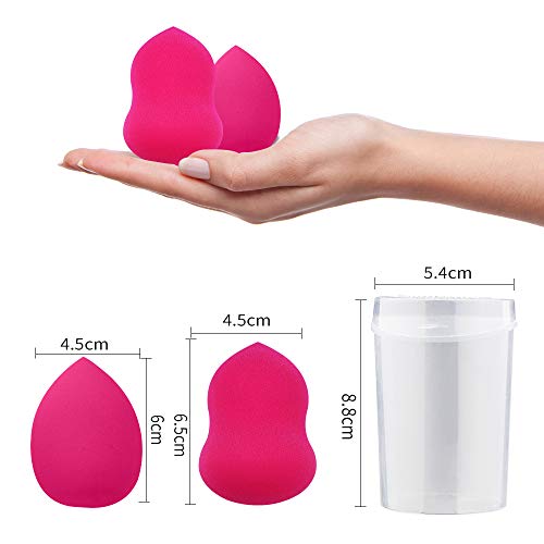 Makeup Blender Sponges Foundation Puff Benss Beauty Makeup Sponge Multi Shape Flawless Sponge for Liquid BB Creams Dual Use Makeup Sponges (Gourd Shape, Rose red) - Thumbnail 7