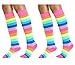 Women's Neon Rainbow Knee High Socks - 2 Pairs