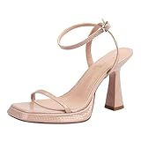 Reitoye Nude Heels for Women Ankle Strap Platform