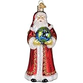 Old World Christmas World Peace Santa Glass Blown Ornament for Christmas Tree, Handcrafted Holiday Decoration, Santa Collection