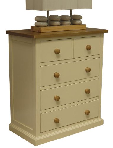 Cream Pine 2 Over 3 Chest Of Drawers 5 Drawer Unit With Pine