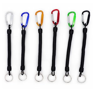 Lix&Rix Coiled Lanyard Safety Rope Retractable Tether with Carabiner 43.3 Inches Max Stretch for Outdoors Pack of 6
