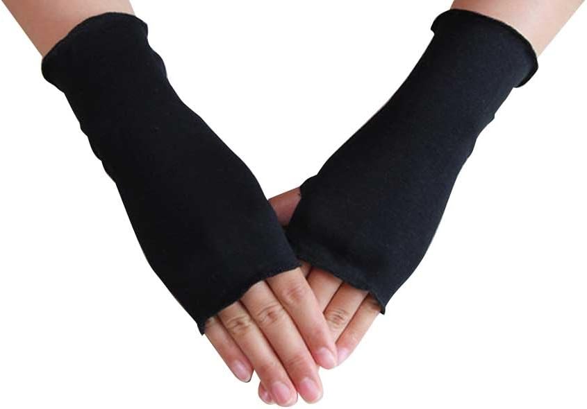 Women Solid Color Sun Block Fingerless Wrist Length Driving Gloves